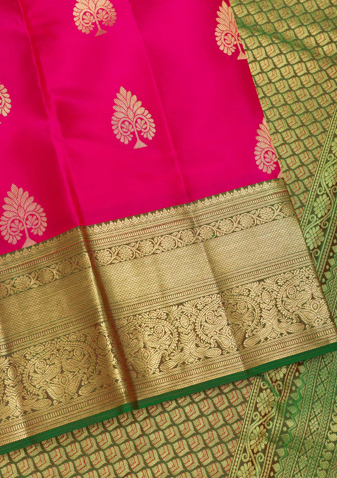 Rani Pink Zariwork Pure Silk Saree-Koskii