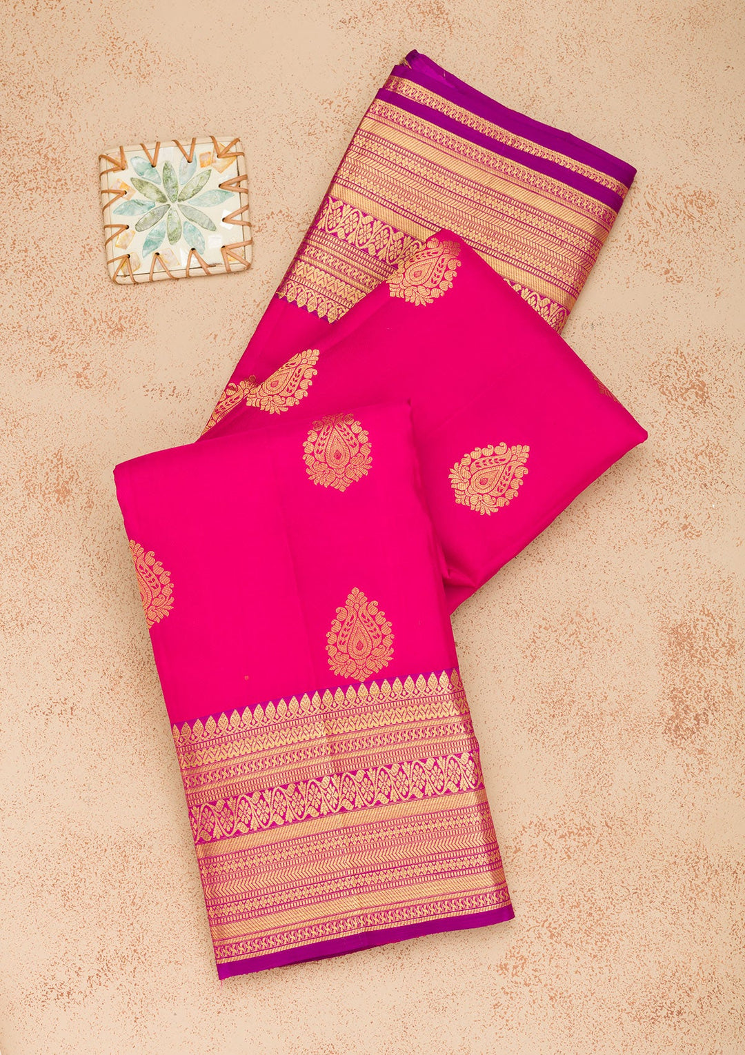 Rani Pink Zariwork Pure Silk Saree-Koskii