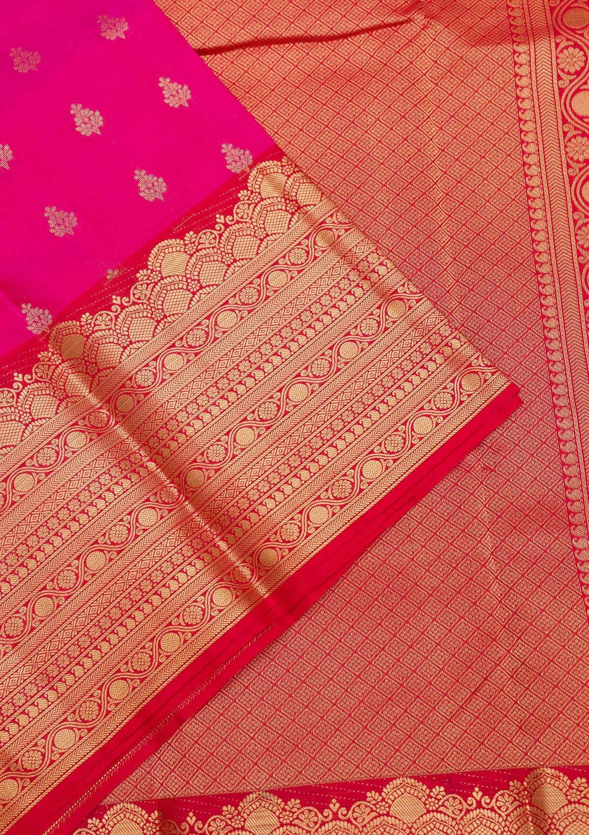 Rani Pink Zariwork Pure Silk Saree-Koskii