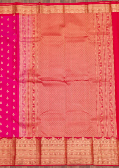 Rani Pink Zariwork Pure Silk Saree-Koskii