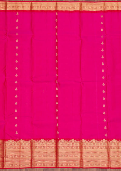 Rani Pink Zariwork Pure Silk Saree-Koskii