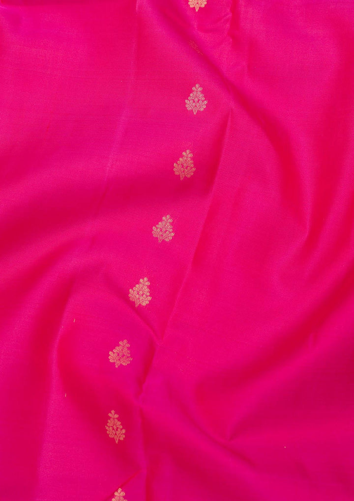 Rani Pink Zariwork Pure Silk Saree-Koskii