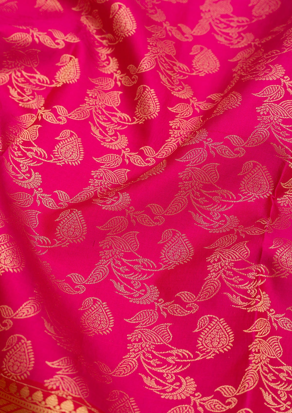 Rani Pink Zariwork Pure Silk Saree-Koskii