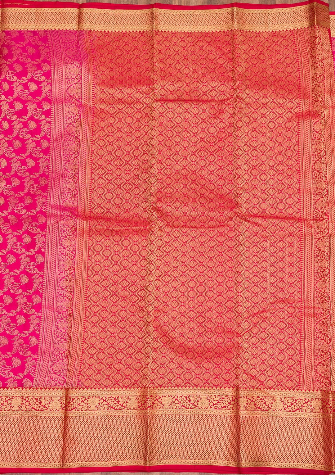 Rani Pink Zariwork Pure Silk Saree-Koskii