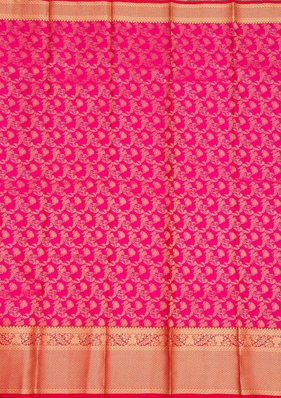 Rani Pink Zariwork Pure Silk Saree-Koskii