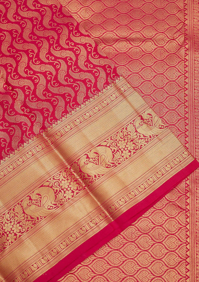 Rani Pink Zariwork Pure Silk Saree-Koskii