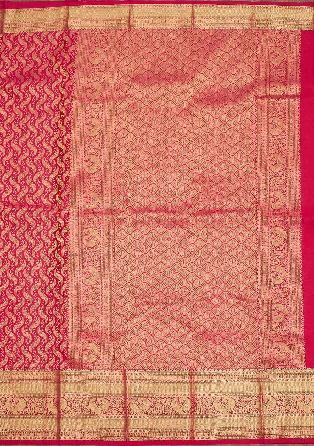 Rani Pink Zariwork Pure Silk Saree-Koskii