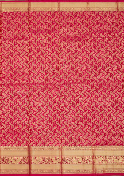Rani Pink Zariwork Pure Silk Saree-Koskii