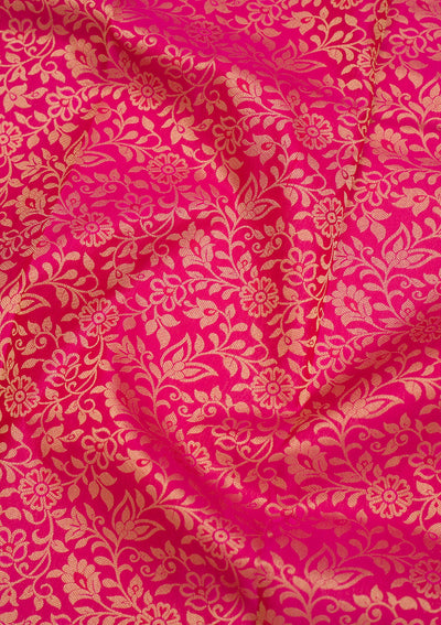 Rani Pink Zariwork Pure Silk Saree-Koskii