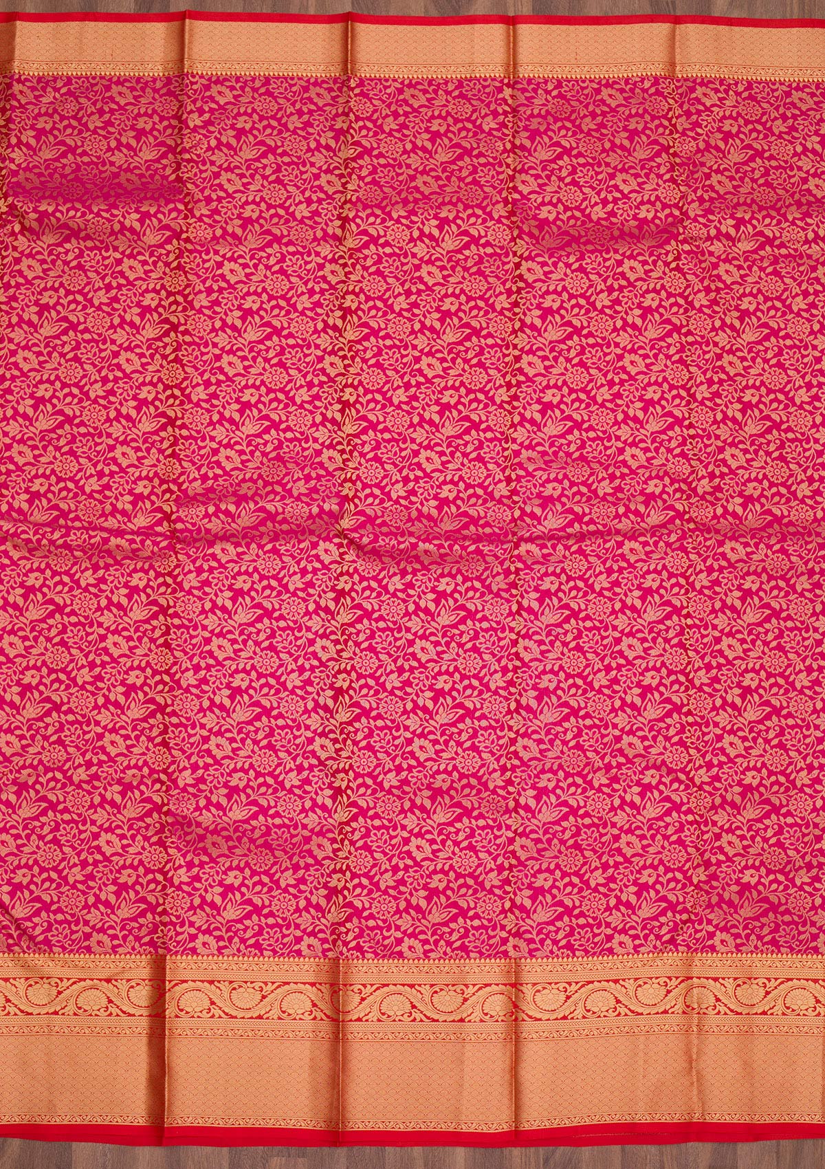 Rani Pink Zariwork Pure Silk Saree-Koskii