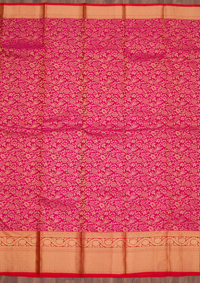 Rani Pink Zariwork Pure Silk Saree-Koskii