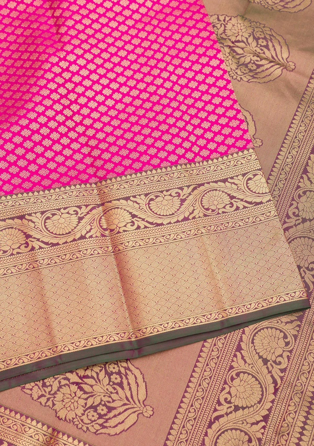 Rani Pink Zariwork Pure Silk Saree-Koskii