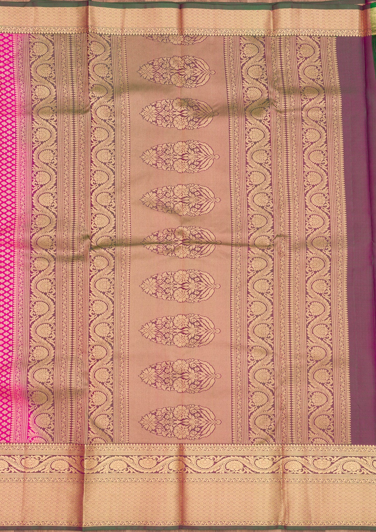 Rani Pink Zariwork Pure Silk Saree-Koskii