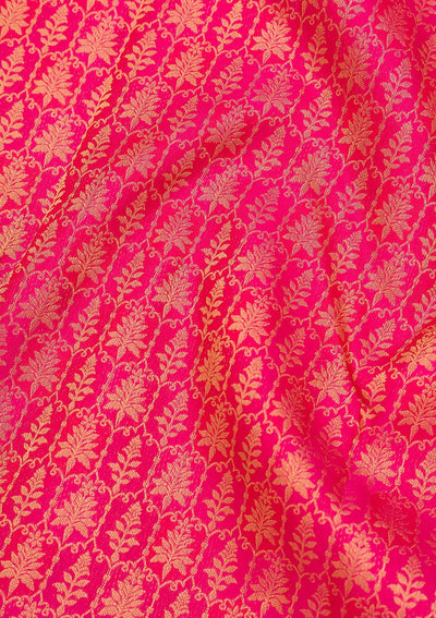 Rani Pink Zariwork Pure Silk Saree-Koskii