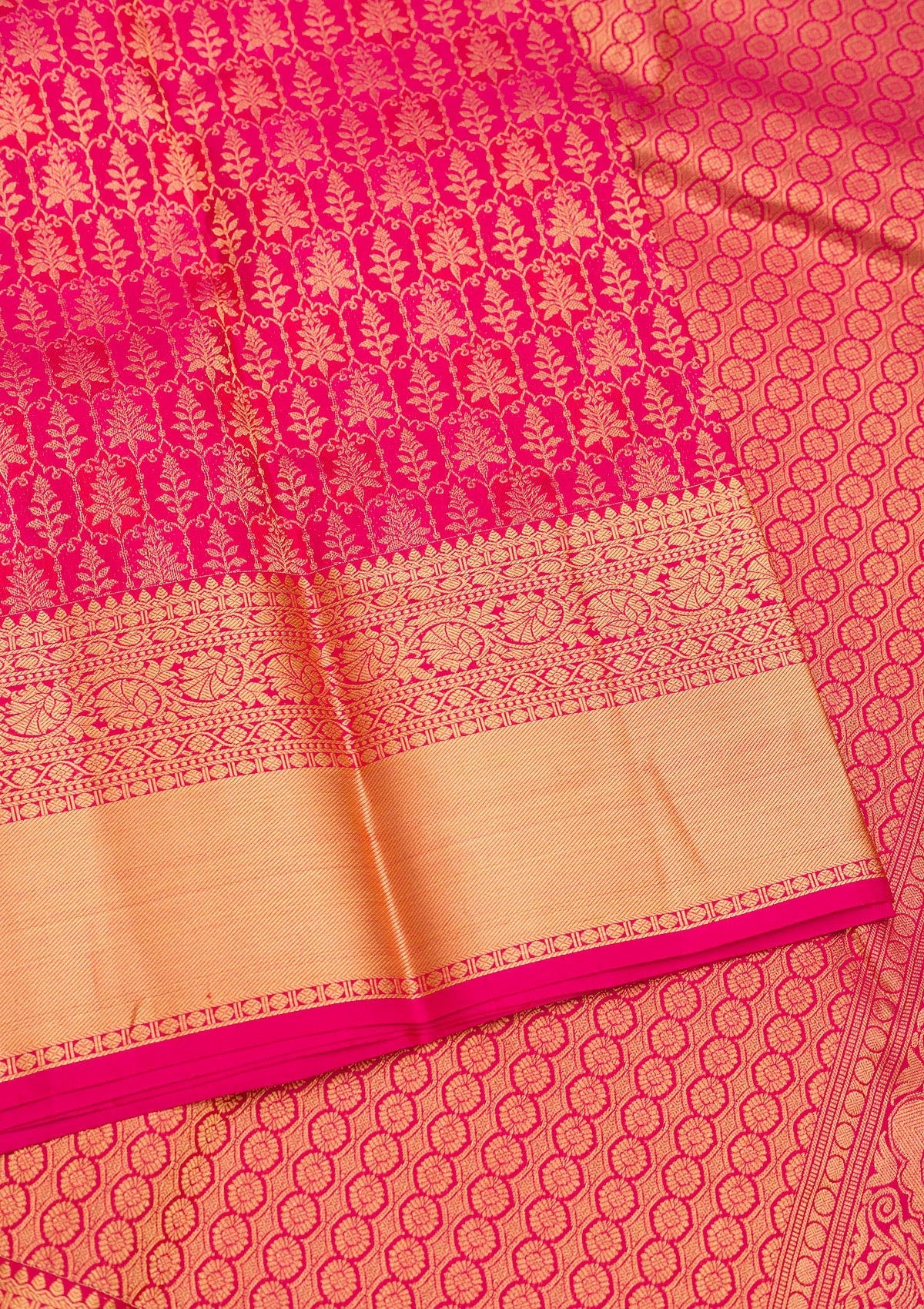 Rani Pink Zariwork Pure Silk Saree-Koskii