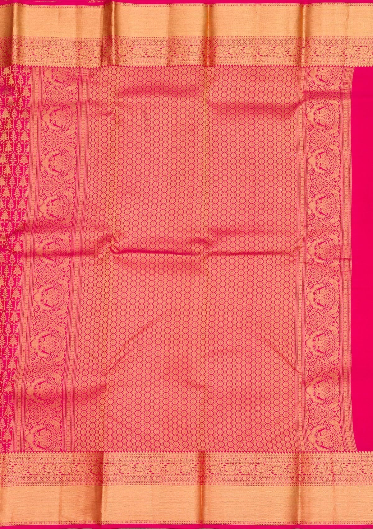 Rani Pink Zariwork Pure Silk Saree-Koskii