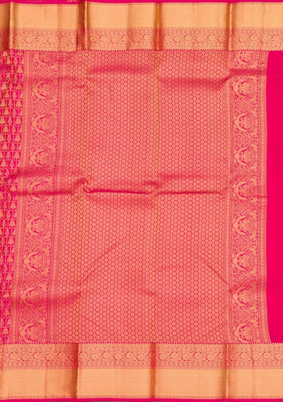 Rani Pink Zariwork Pure Silk Saree-Koskii