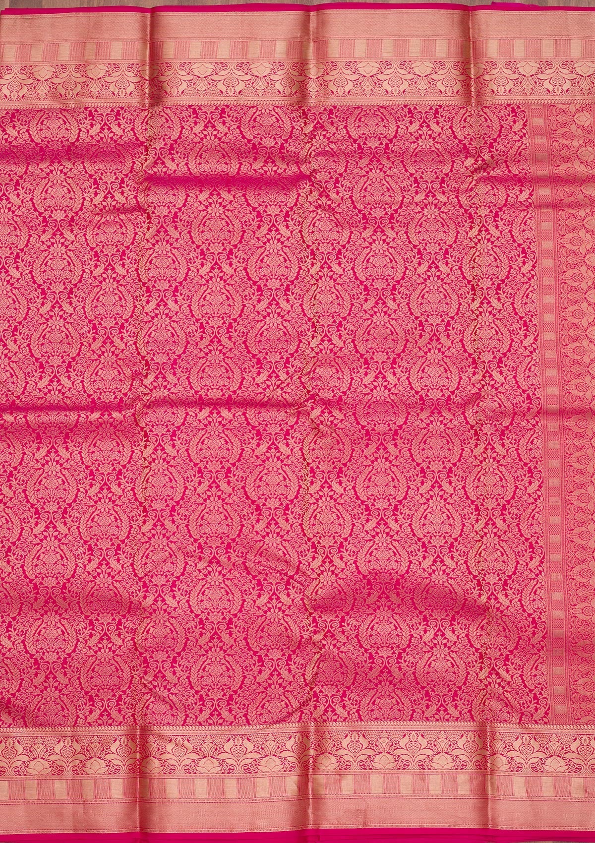 Rani Pink Zariwork Pure Silk Saree-Koskii