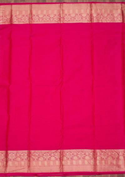 Rani Pink Zariwork Pure Silk Saree-Koskii