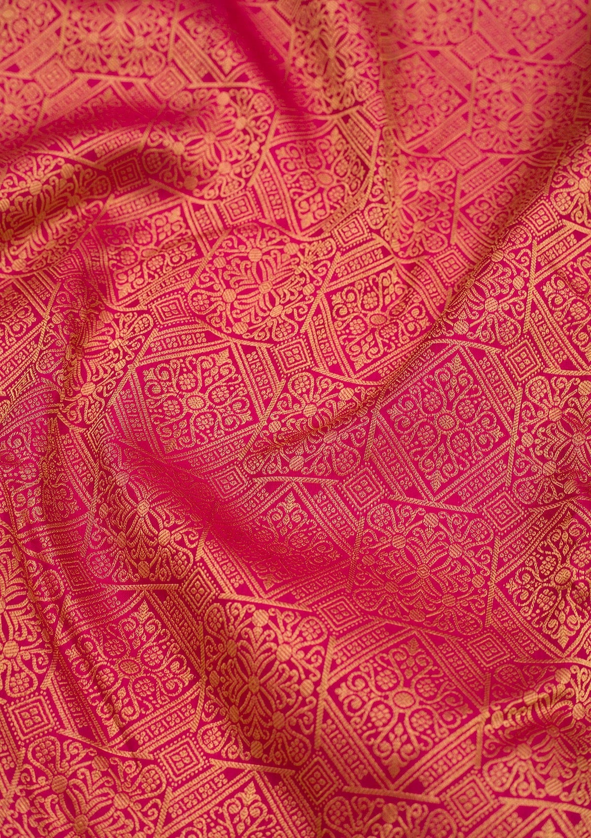 Rani Pink Zariwork Pure Silk Saree-Koskii