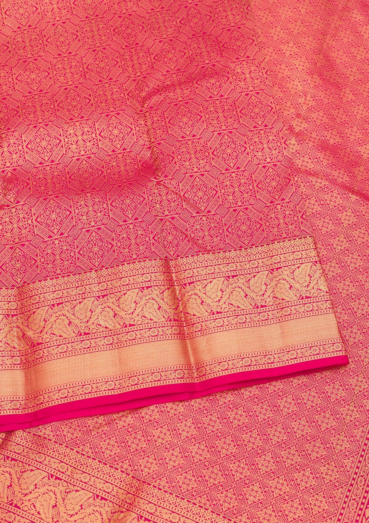 Rani Pink Zariwork Pure Silk Saree-Koskii