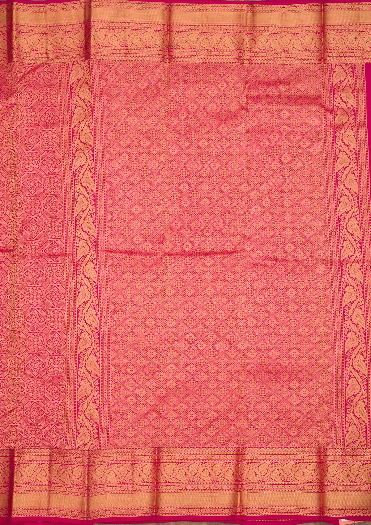 Rani Pink Zariwork Pure Silk Saree-Koskii