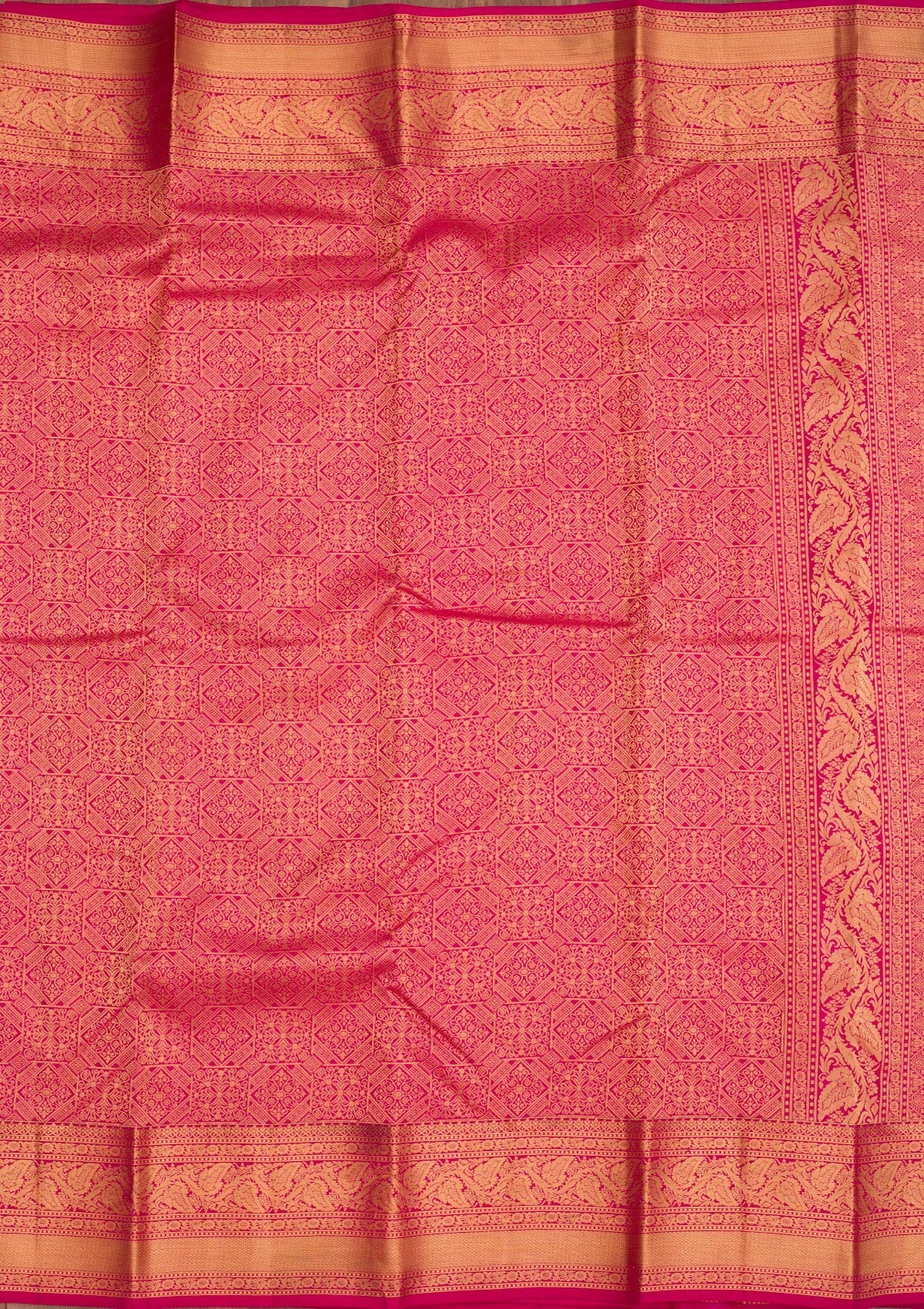 Rani Pink Zariwork Pure Silk Saree-Koskii