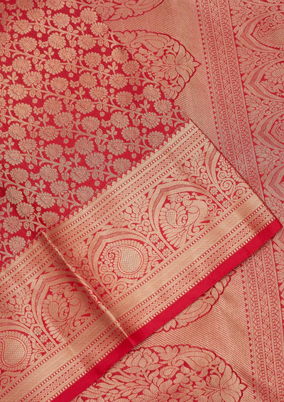 Rani Pink Zariwork Pure Silk Saree-Koskii