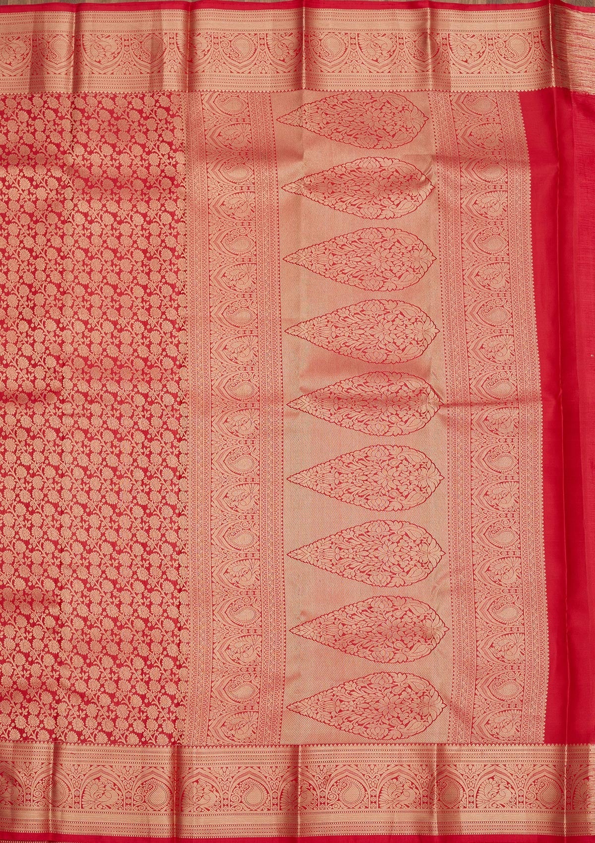 Rani Pink Zariwork Pure Silk Saree-Koskii