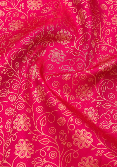 Rani Pink Zariwork Pure Silk Saree-Koskii