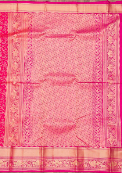 Rani Pink Zariwork Pure Silk Saree-Koskii