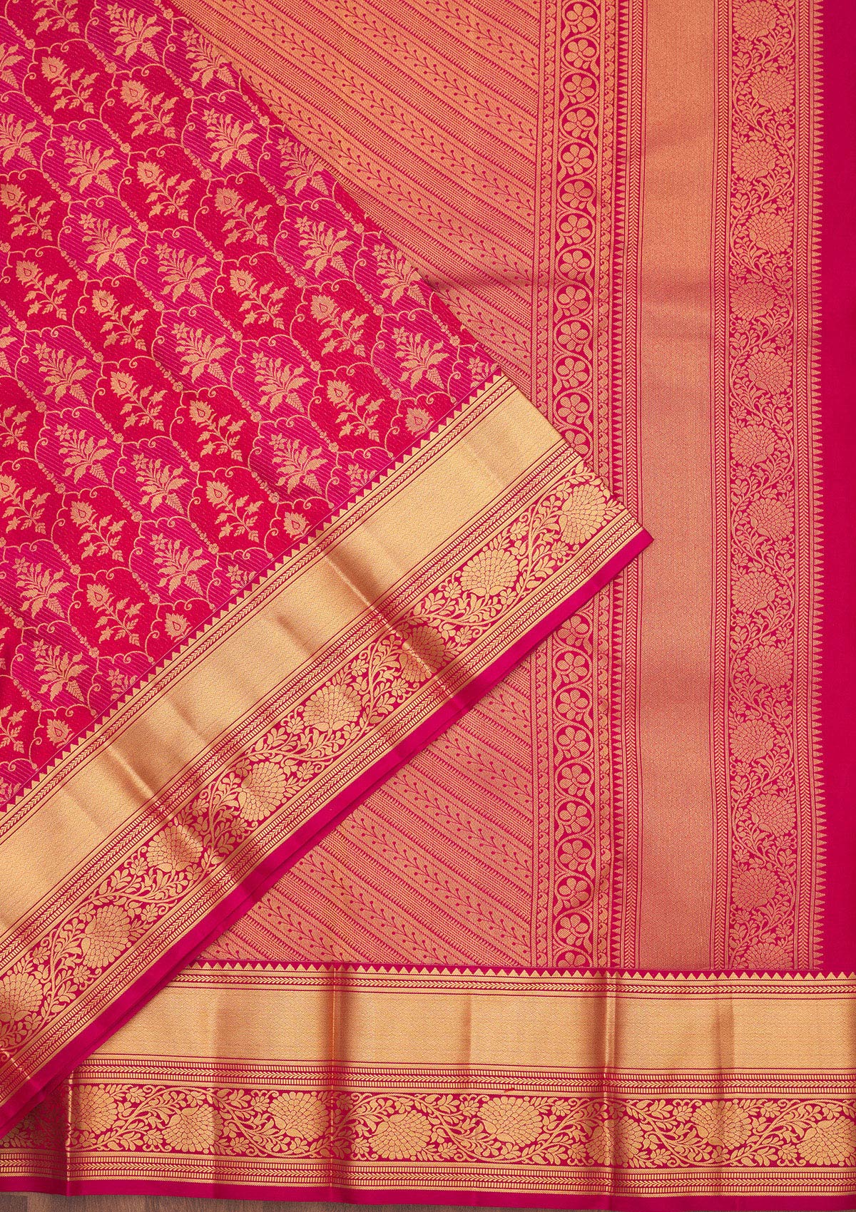 Rani Pink Zariwork Pure Silk Saree