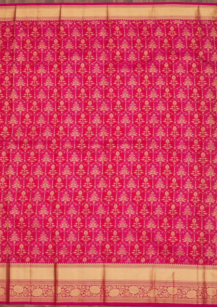 Rani Pink Zariwork Pure Silk Saree