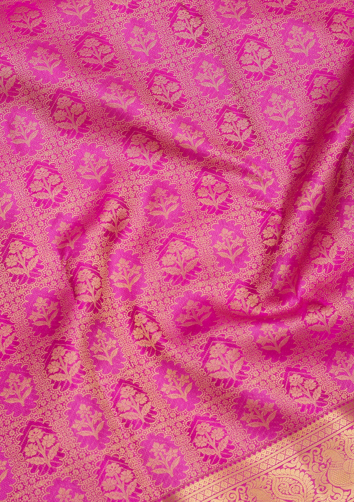 Rani Pink Zariwork Pure Silk Saree