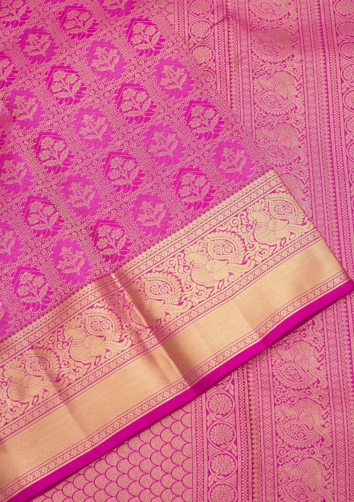 Rani Pink Zariwork Pure Silk Saree