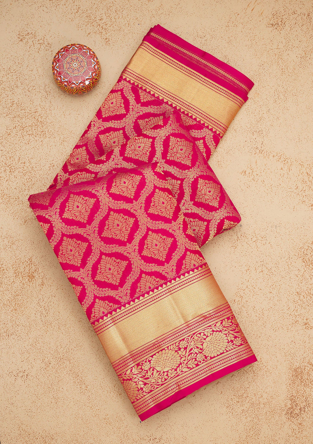 Rani Pink Zariwork Pure Silk Saree-Koskii
