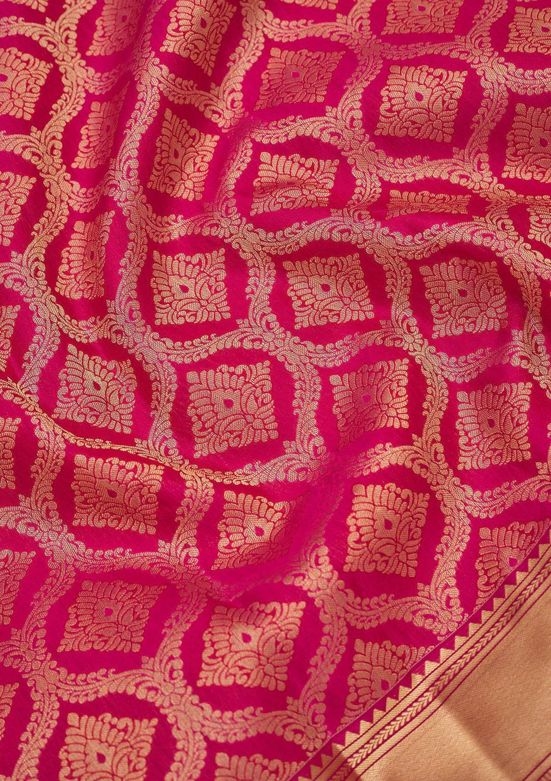 Rani Pink Zariwork Pure Silk Saree