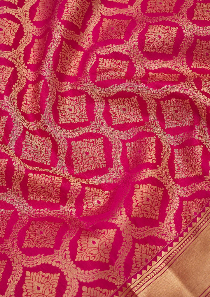 Rani Pink Zariwork Pure Silk Saree