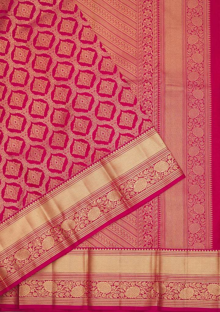 Rani Pink Zariwork Pure Silk Saree