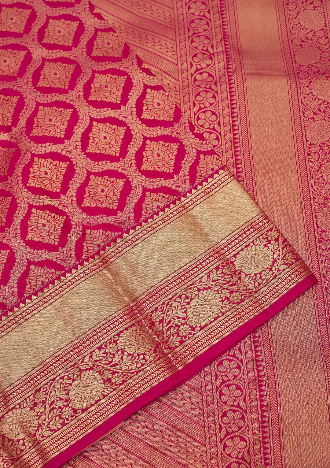 Rani Pink Zariwork Pure Silk Saree