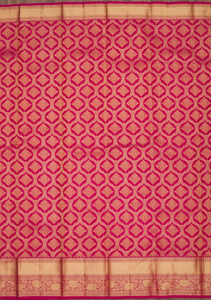 Rani Pink Zariwork Pure Silk Saree