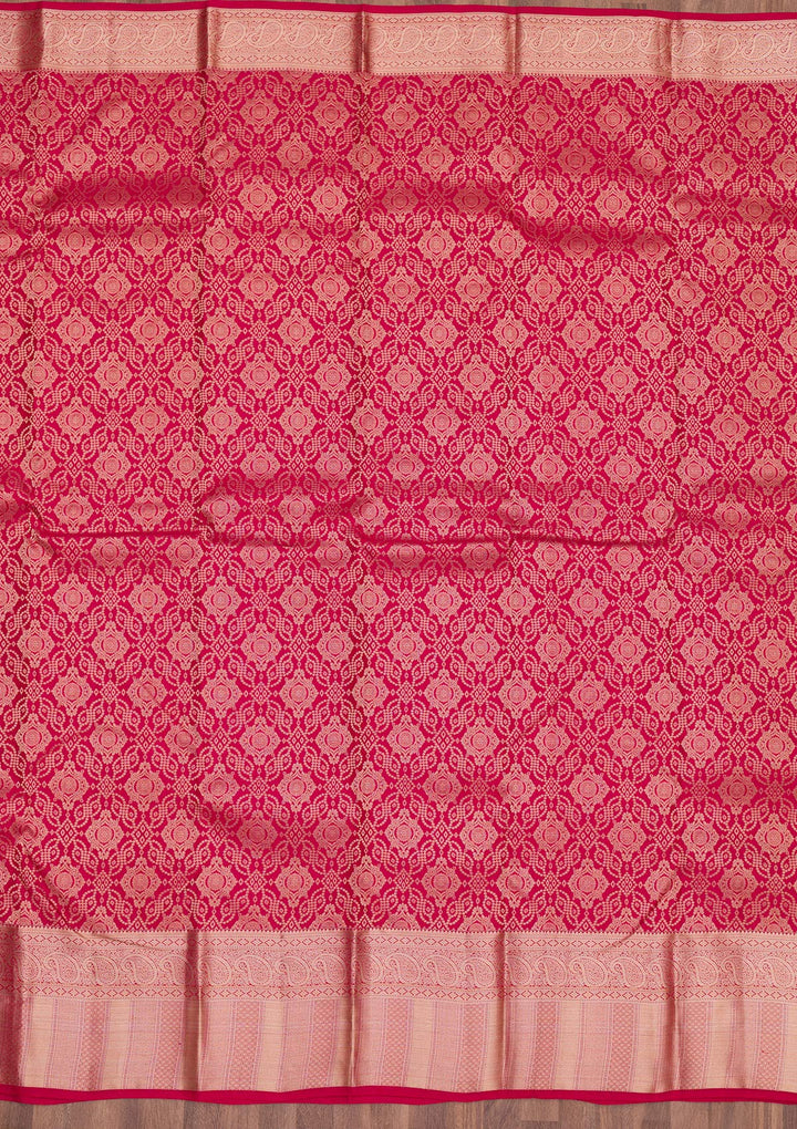 Rani Pink Zariwork Pure Silk Saree-Koskii
