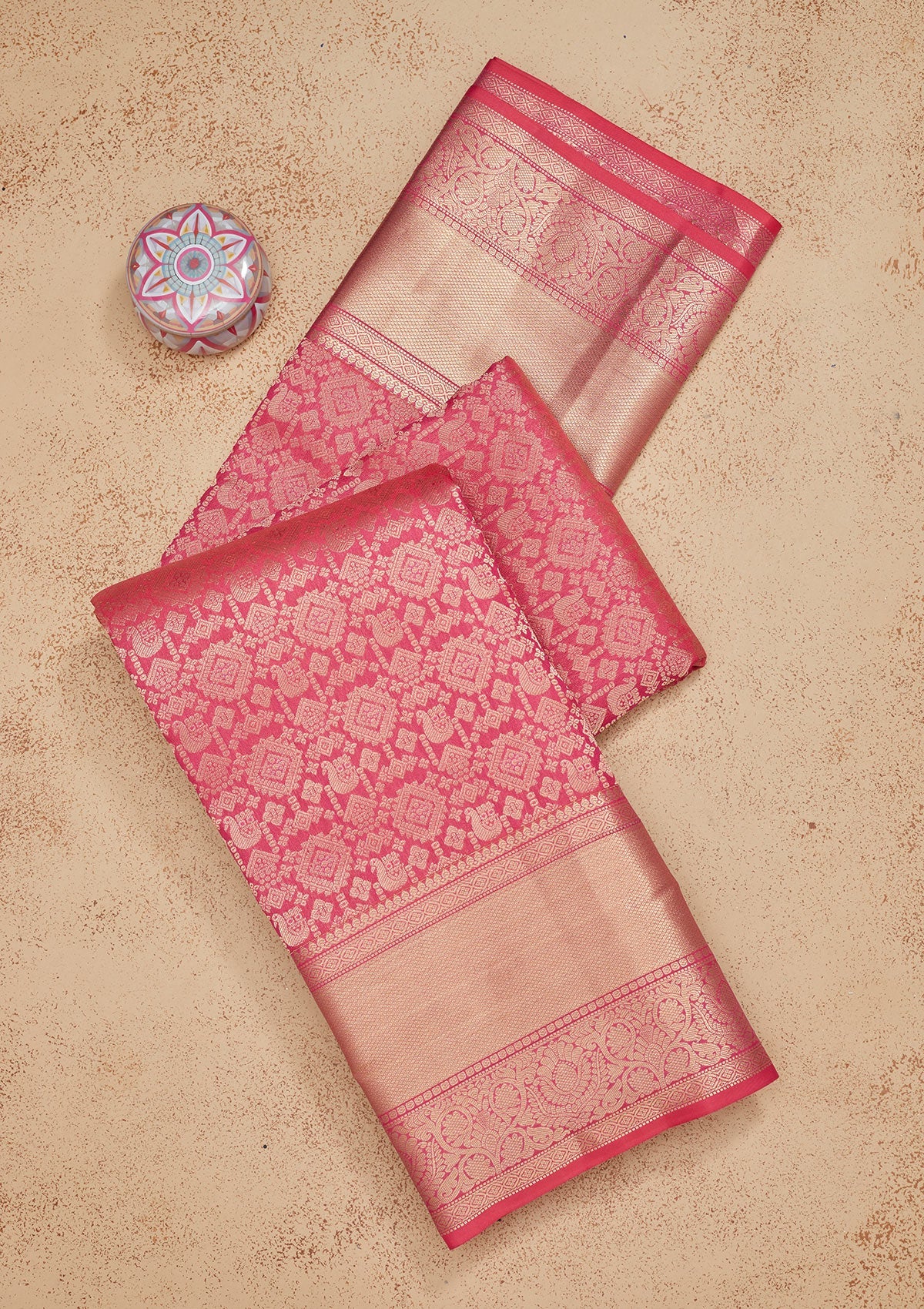 Rani Pink Zariwork Pure Silk Saree-Koskii