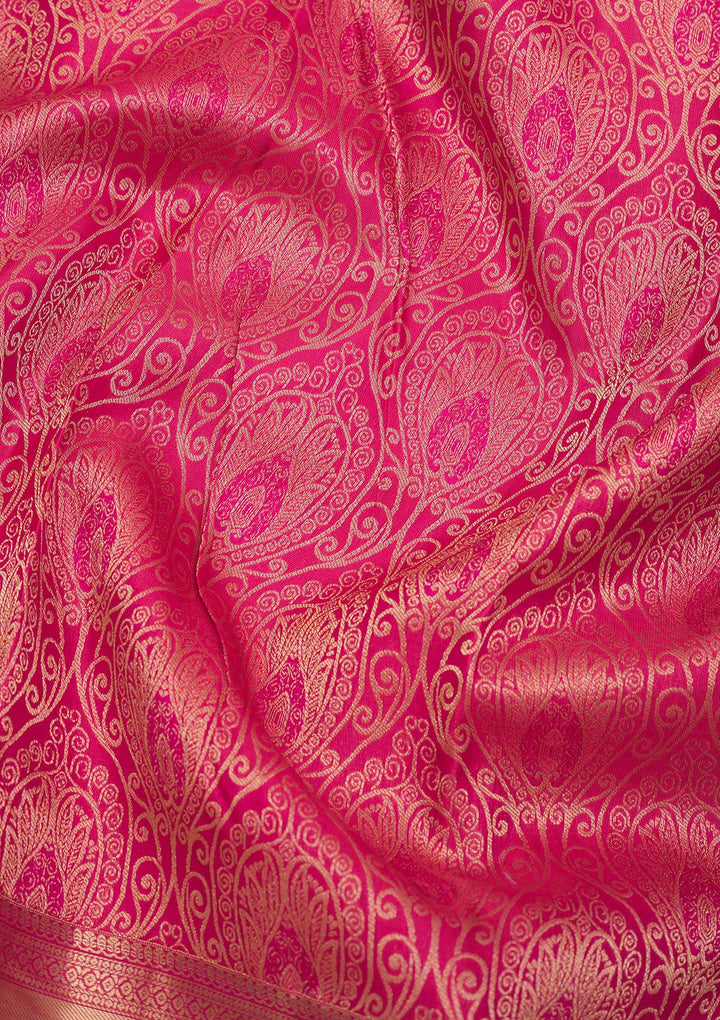 Rani Pink Zariwork Pure Silk Saree