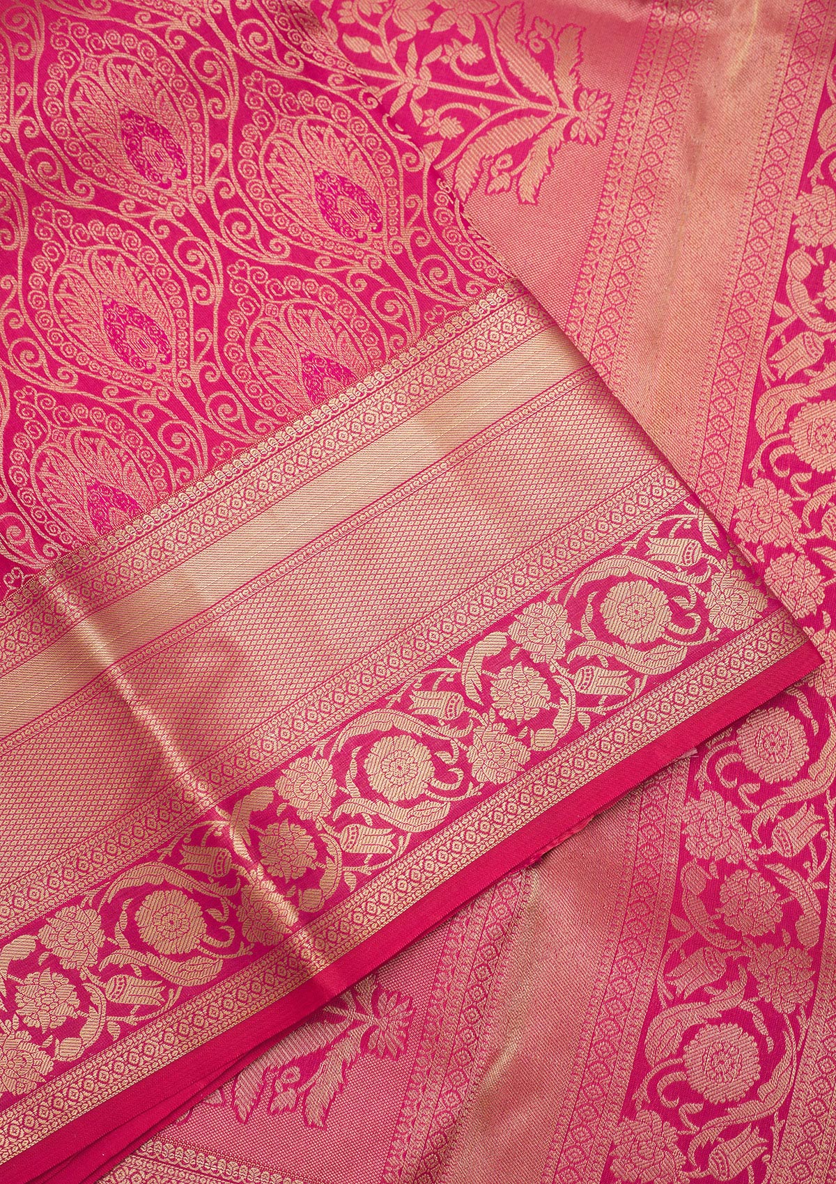 Rani Pink Zariwork Pure Silk Saree
