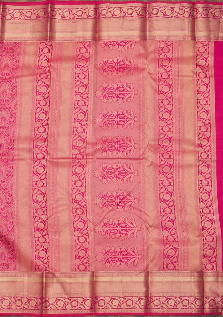 Rani Pink Zariwork Pure Silk Saree