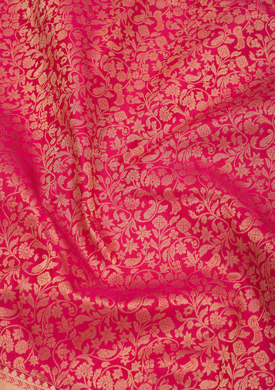 Rani Pink Zariwork Pure Silk Saree