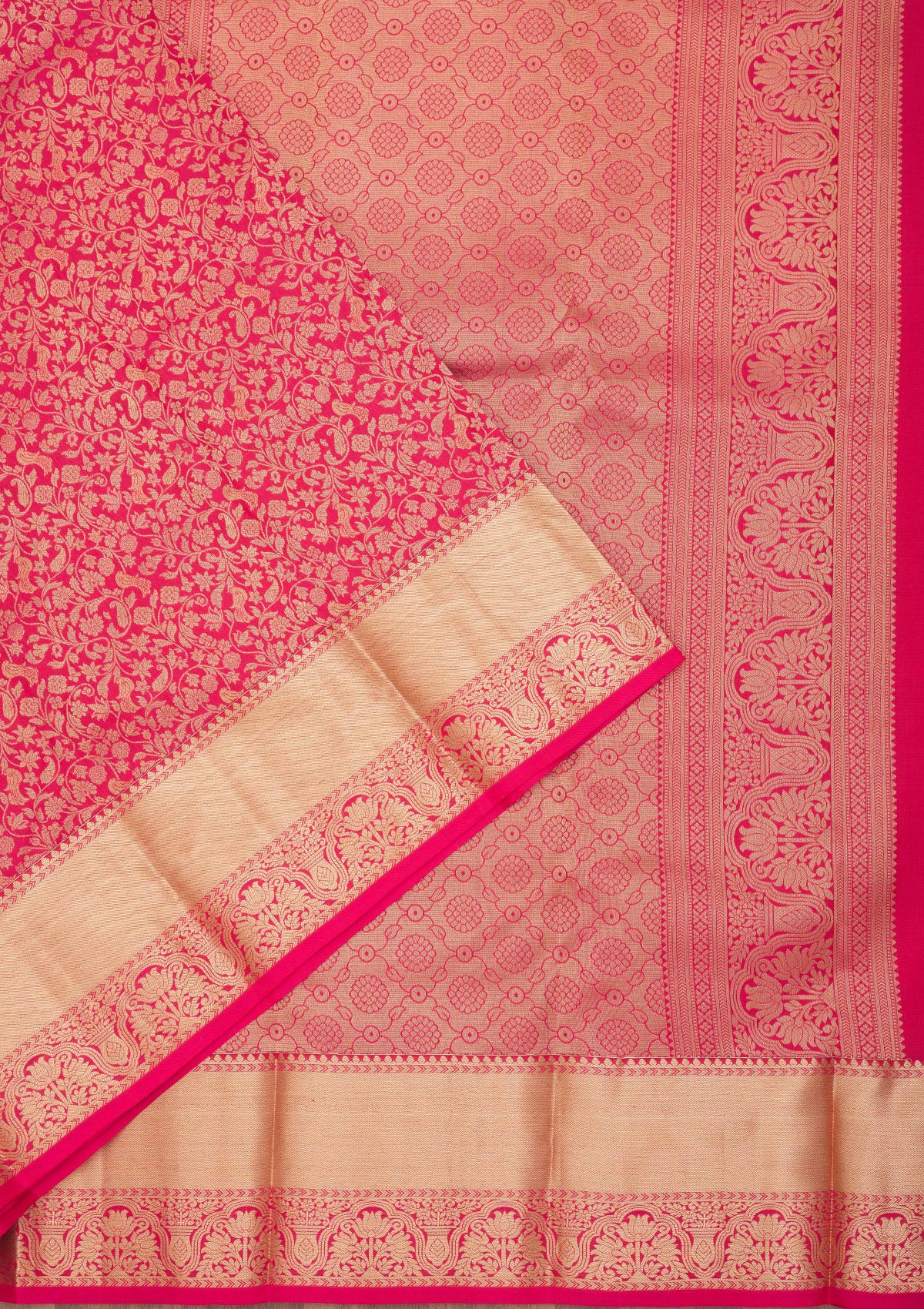 Rani Pink Zariwork Pure Silk Saree