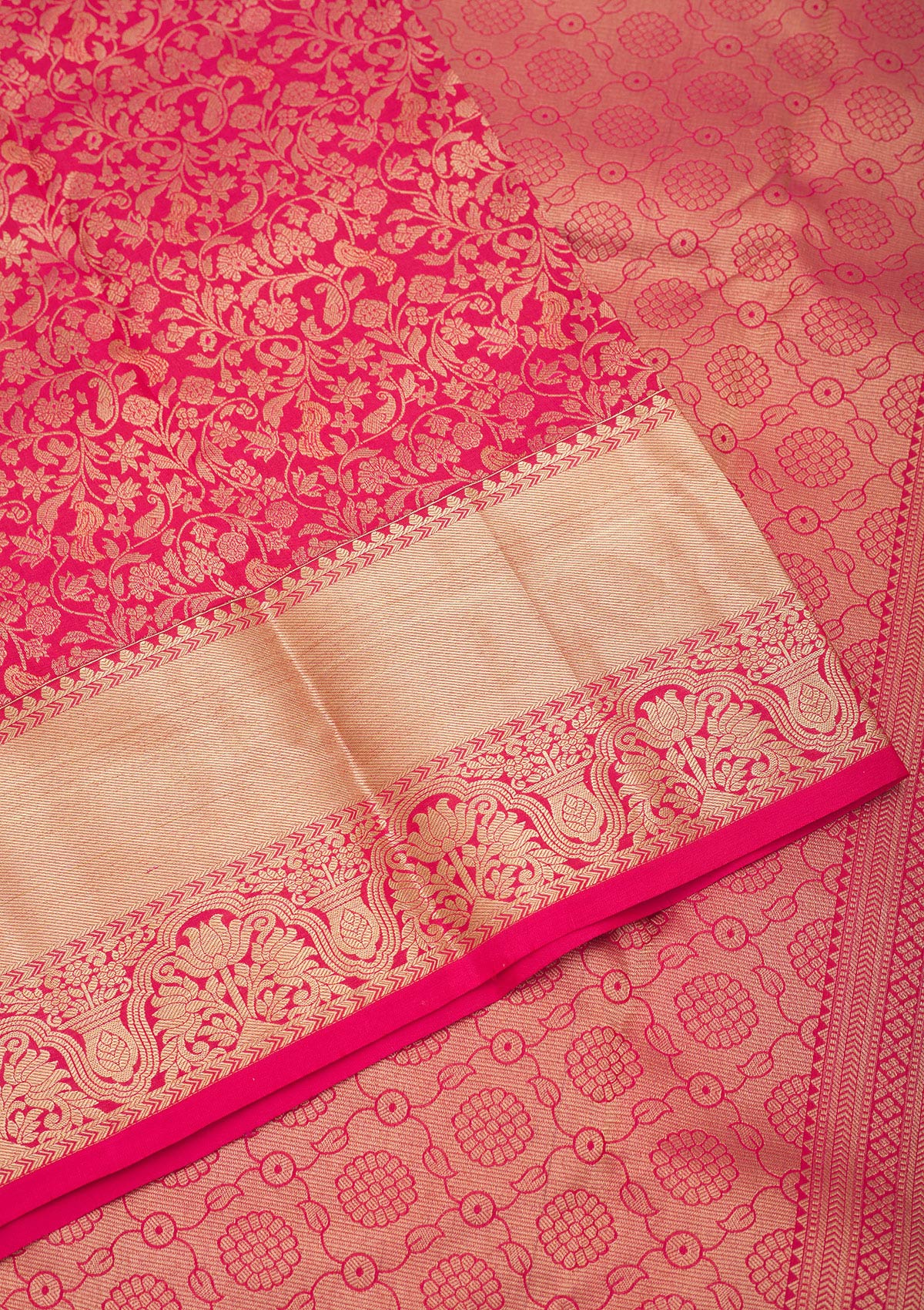 Rani Pink Zariwork Pure Silk Saree