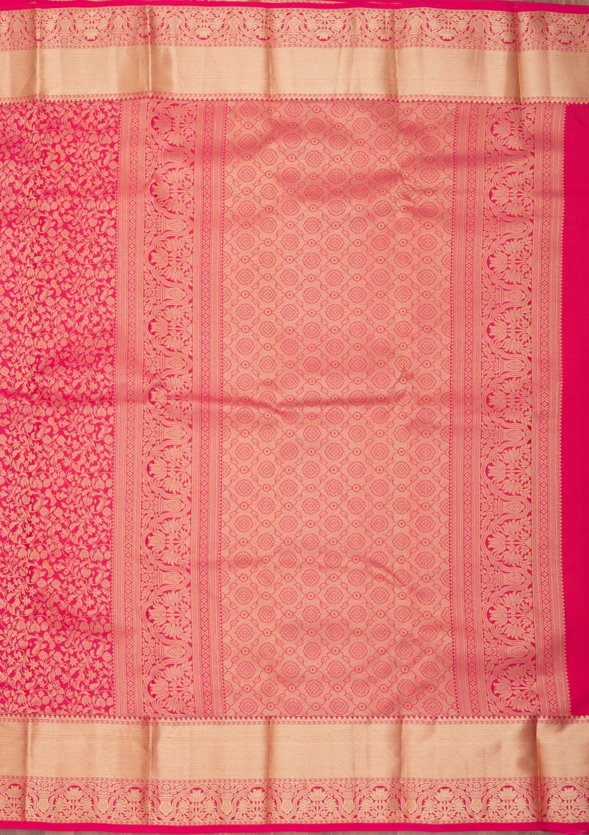 Rani Pink Zariwork Pure Silk Saree